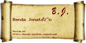 Benda Jonatán névjegykártya